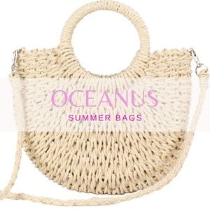 🆕Oceanus Handwoven Straw Rattan Half-Moon Handbag